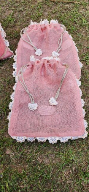 Blush Lace Mesh Potli Bag