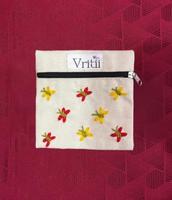 Butterfly Garden Embroidered Pouch