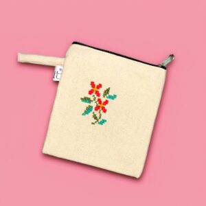 Cross-Stitch Bloom Pouch (Blush)