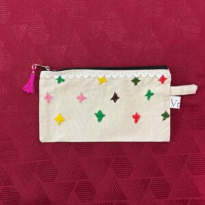 Cross-Stitch Bloom Tassel Pouch