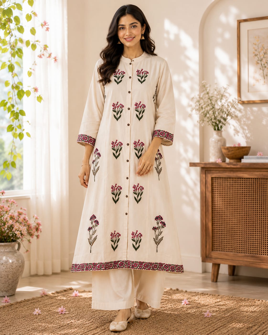 Everyday Bloom Kurti - Ivory - Image 2