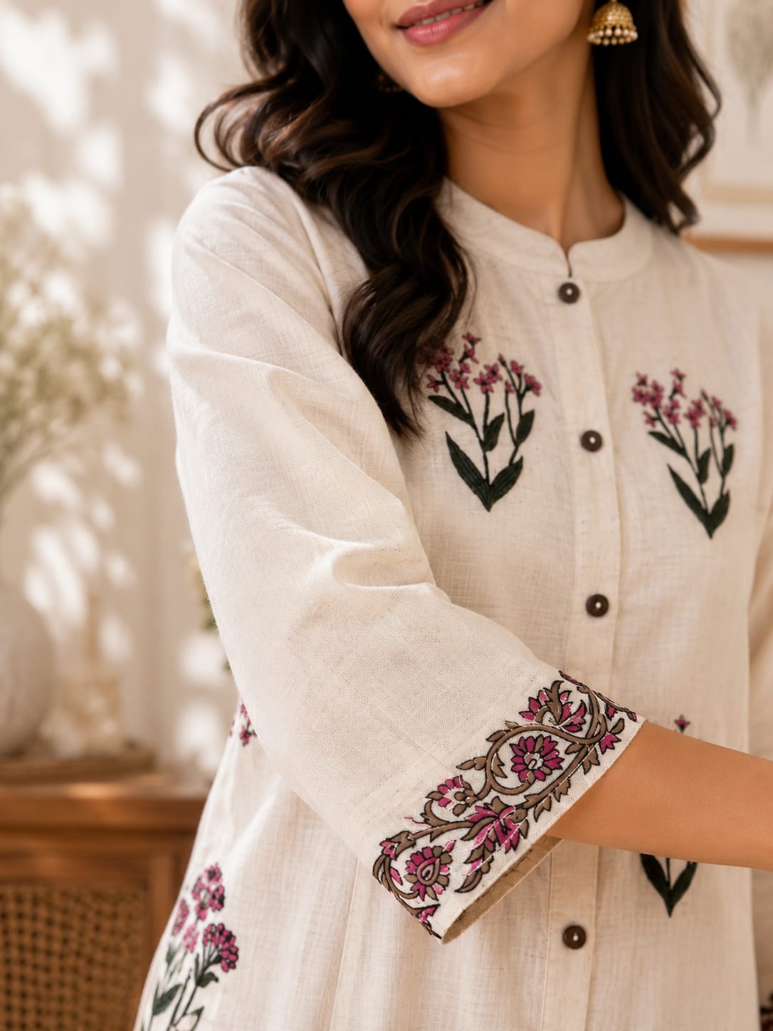 Everyday Bloom Kurti - Ivory - Image 3