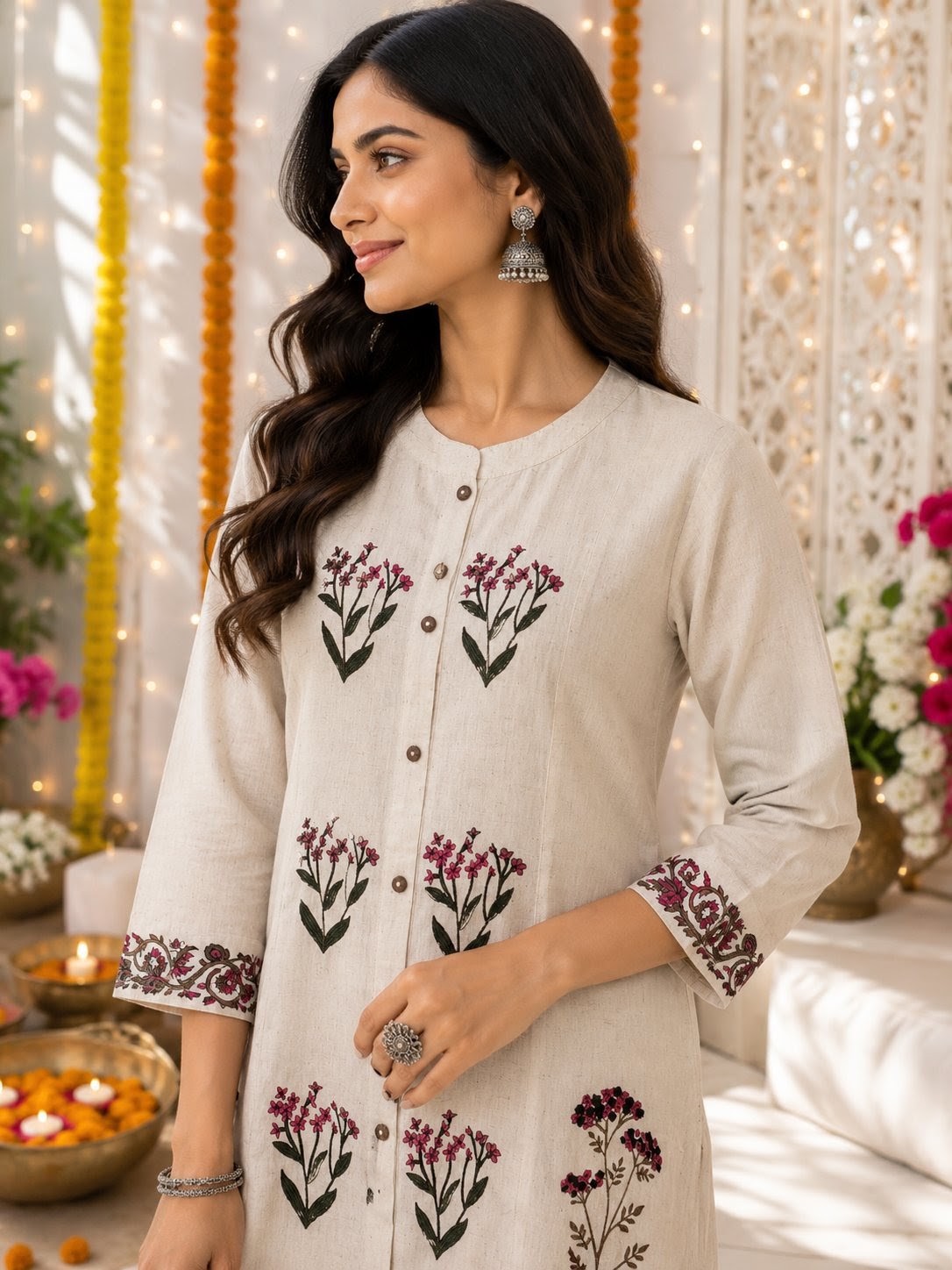 Everyday Bloom Kurti – Ivory