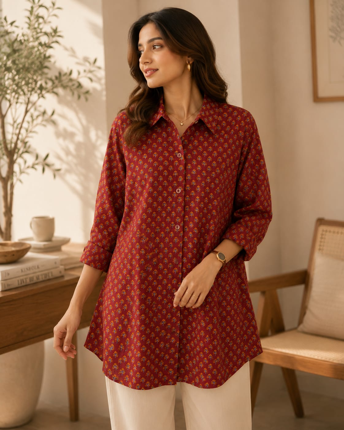 Morning Light Tunic - Maroon - Image 2