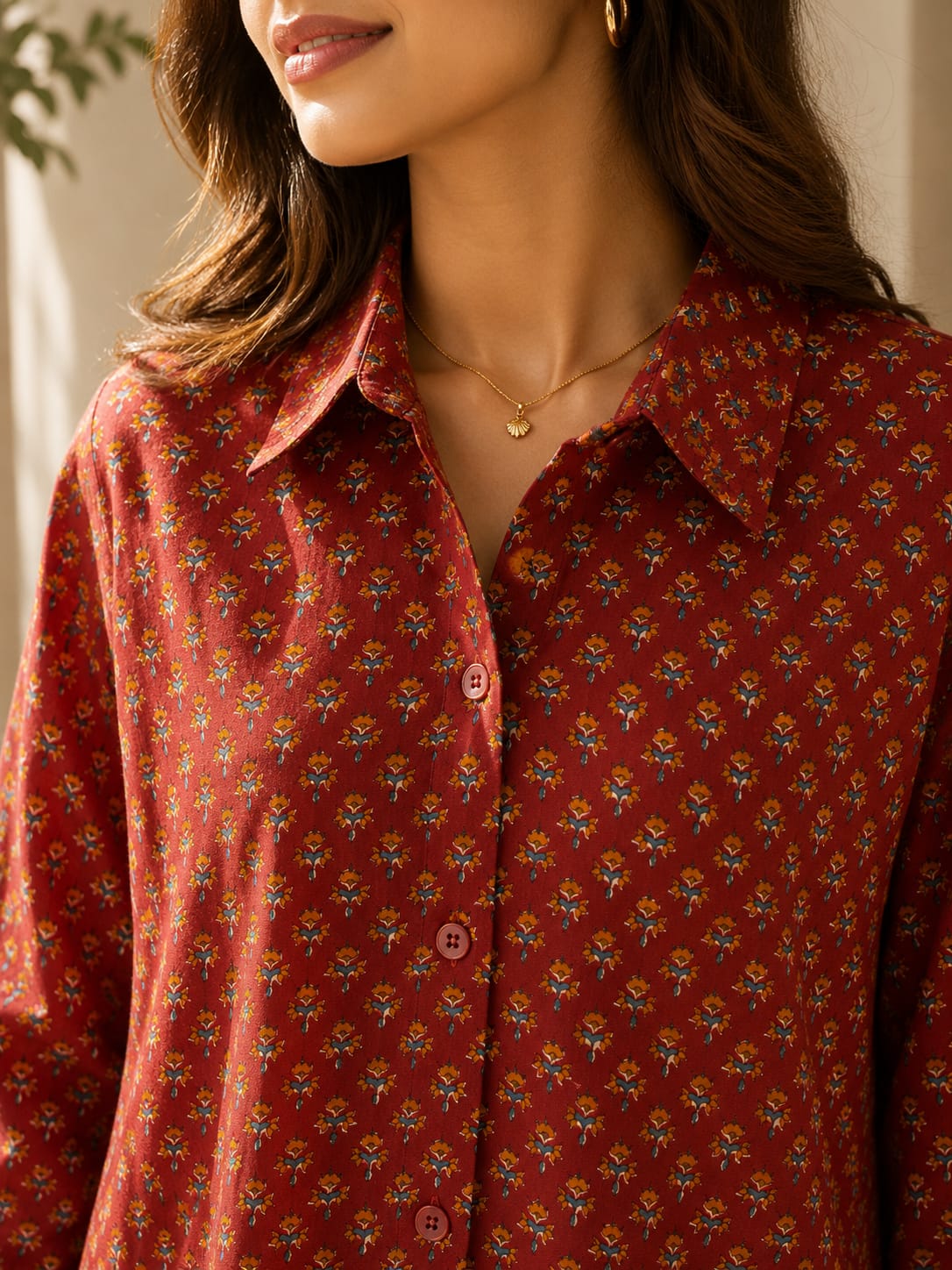 Morning Light Tunic - Maroon - Image 3