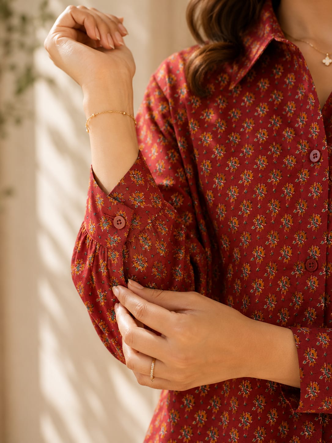 Morning Light Tunic - Maroon - Image 4