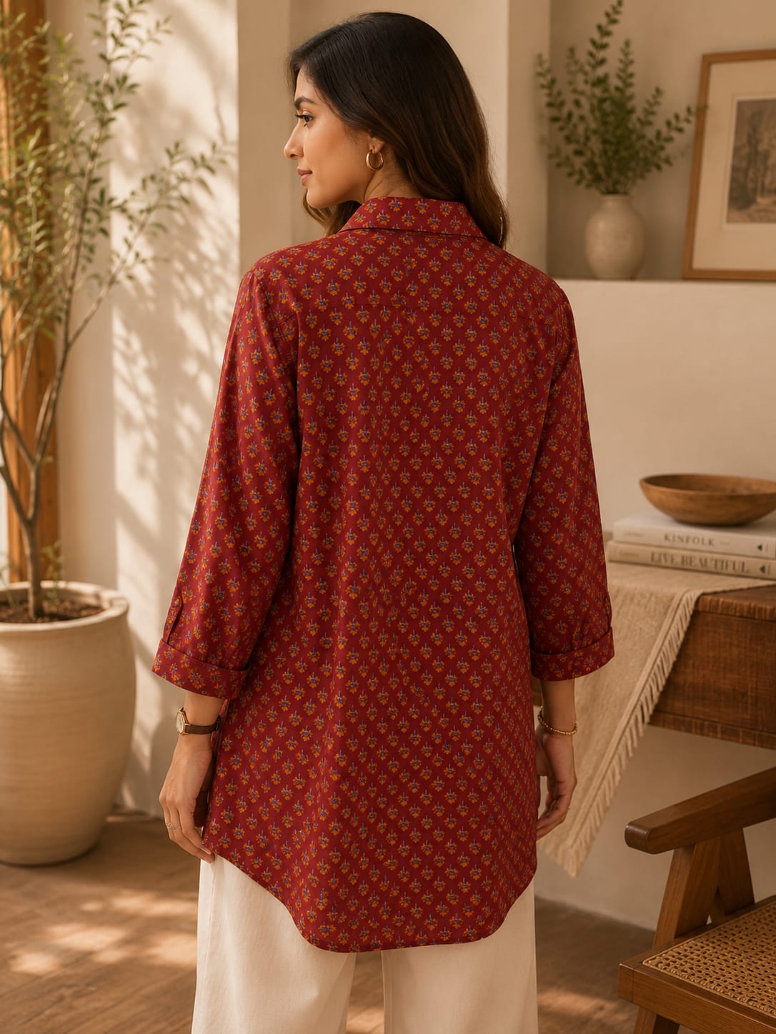 Morning Light Tunic - Maroon - Image 5