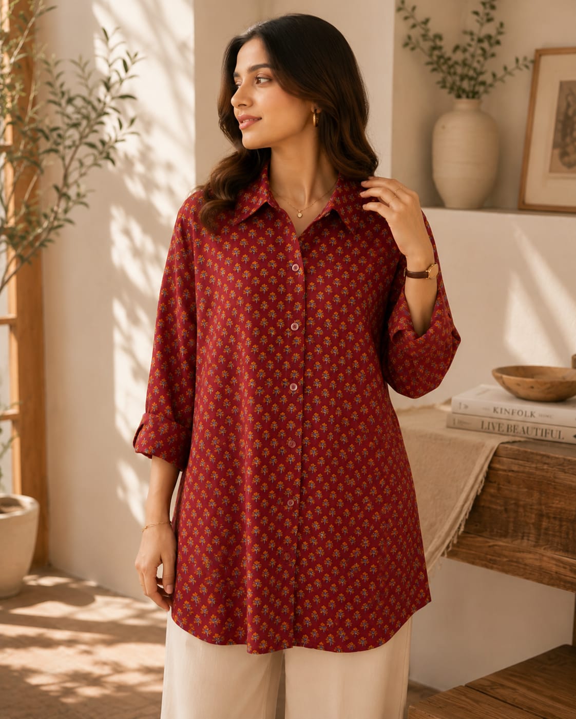 Morning Light Tunic - Maroon