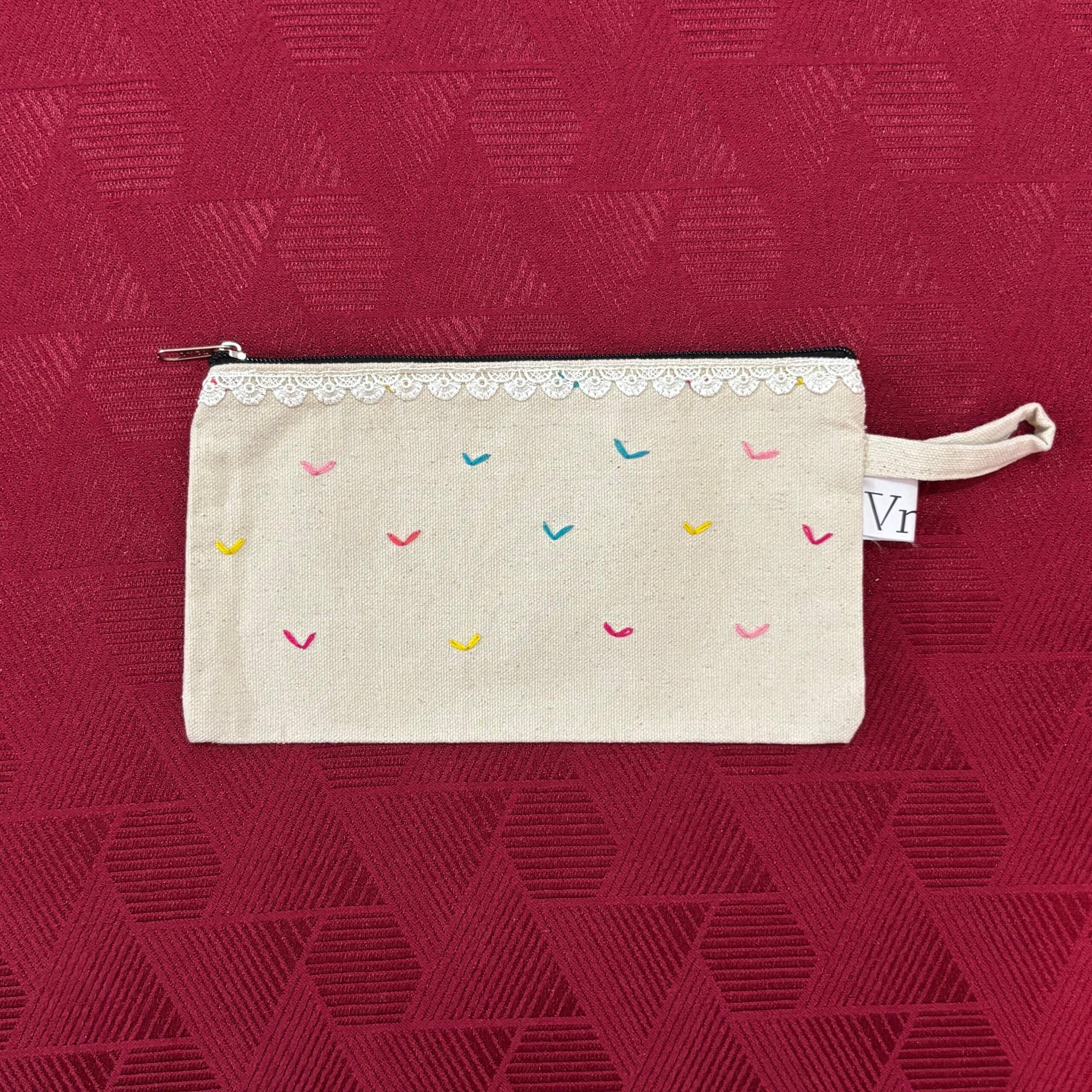 Pastel Chevron Embroidered Pouch