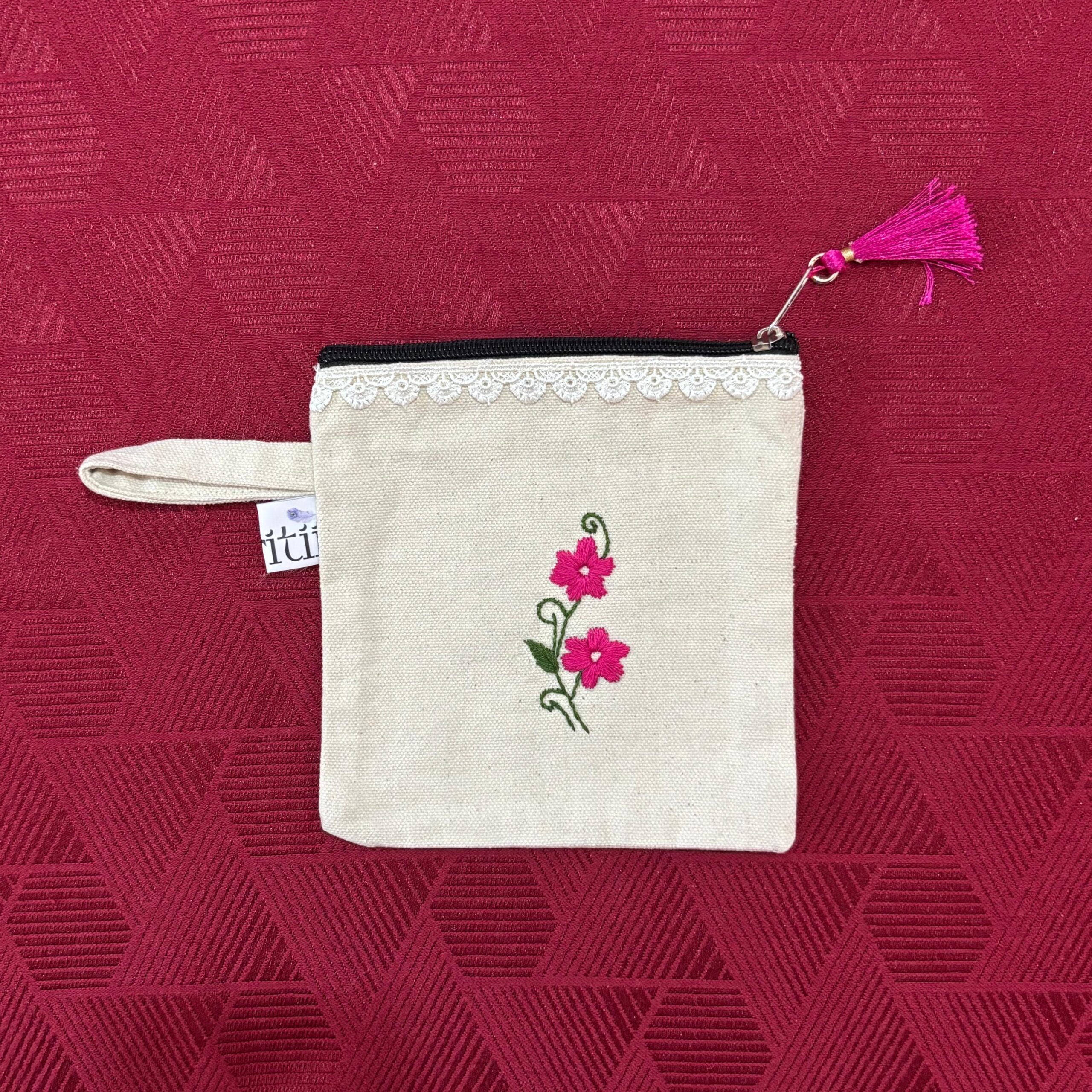 Pink Blossom Tassel Pouch