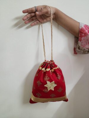 Red Zari Potli Bag