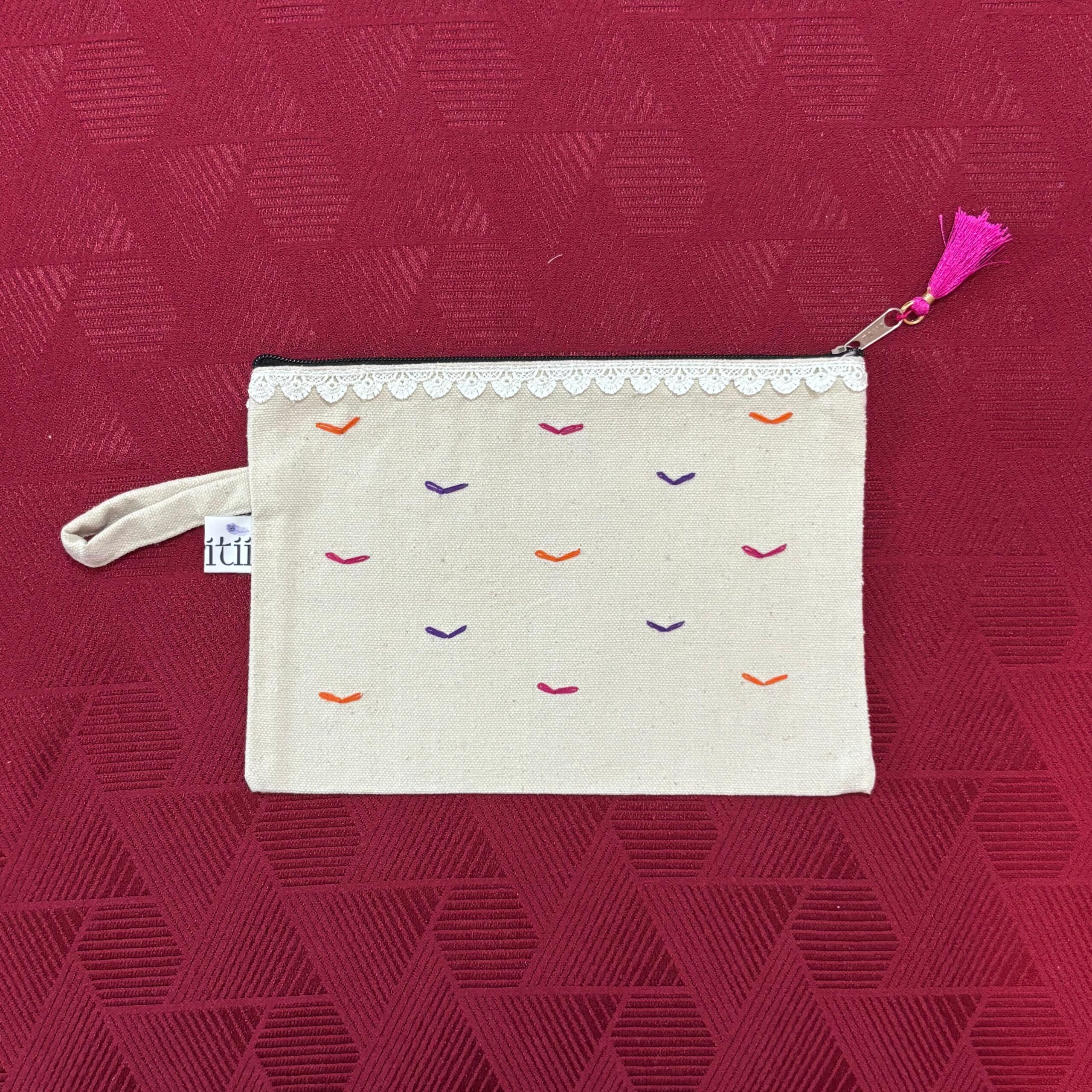 Sunset Chevron Tassel Pouch