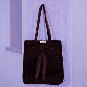 Maroon Bow Corduroy Tote
